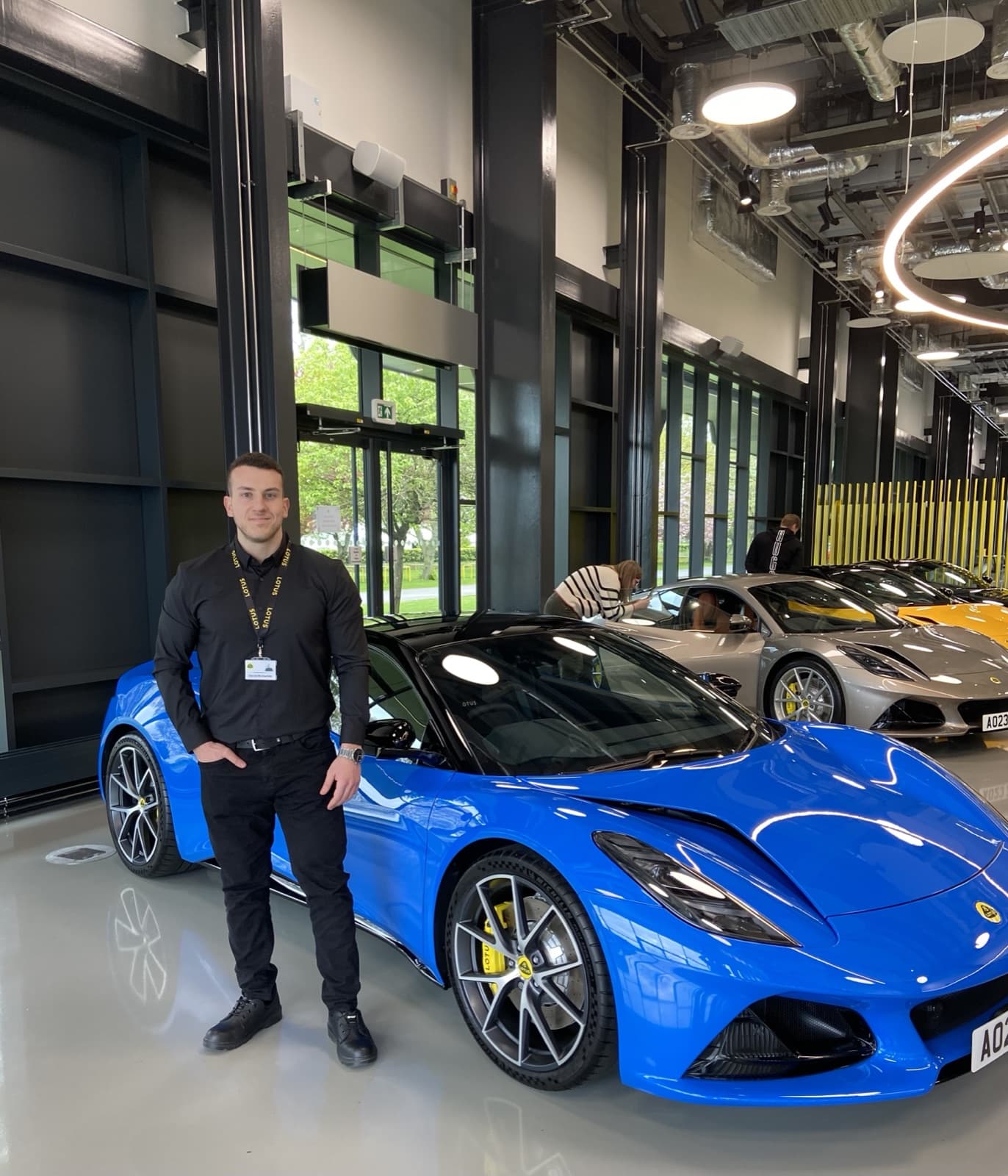 Daniel Michaelides with a Lotus Emira at Lotus Cars